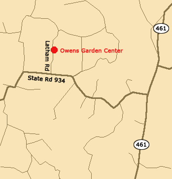 Closeup map of local roads to Owens Garden Center and Landscaping in Somerset, KY, providing healthy plants, flowers, shrubs and trees to the Daniel Boone National Forest and Lake Cumberland areas.